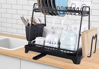 dish drying rack on a countertop