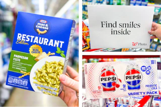 collage with kraft, pepsi, and walgreens items
