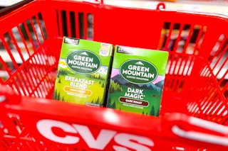 two packs of green mountain coffee k-cup pods in cvs shopping basket