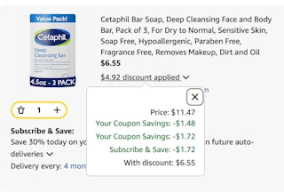 Cetaphil Amazon receipt