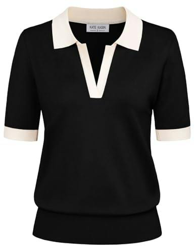 Women's V-Neck Collared Polo Sweater