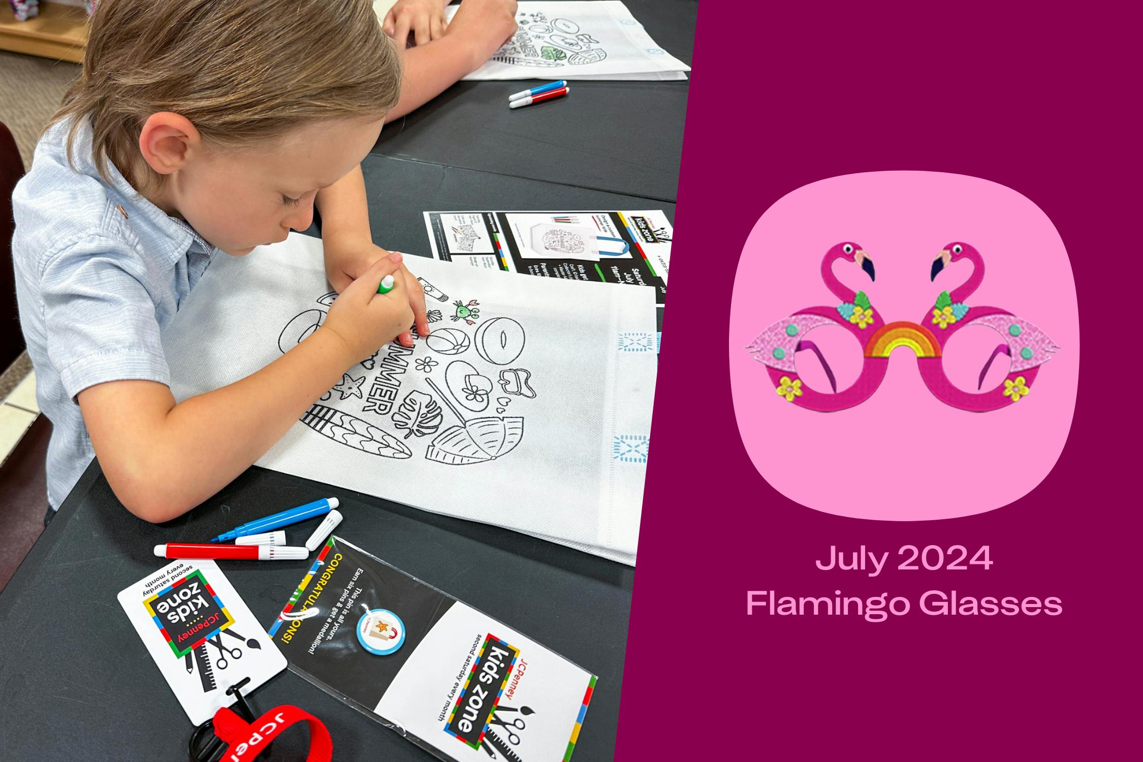 JCPenney Kids Zone Events 2024 Make Flamingo or Parrot Glasses on July