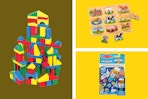 Melissa & Doug toys in a collage 