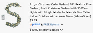 Garland Amazon receipt