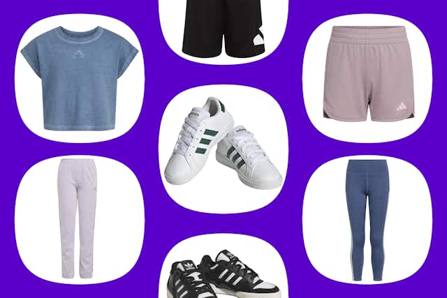 Today-Only Adidas Kids' Sale: $14 Joggers, $8 Shorts, $25 Shoes, and More card image