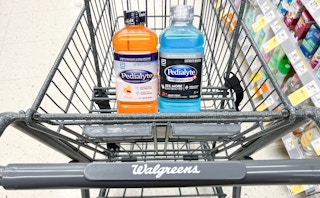 two bottles of pedialyte in walgreens cart