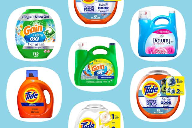 Amazon Laundry Detergent Haul: Up to $15 Off Gain, $10 Off Tide and Downy card image