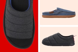 3 stock photos of men's Dearfoams Slippers