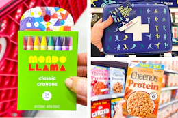 target mondo llama, band-aid, cheerios 3-photo collage