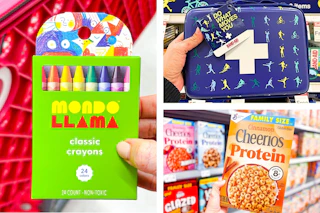 target mondo llama, band-aid, cheerios 3-photo collage
