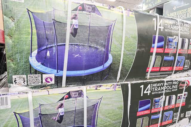 14' Trampoline With Basketball Hoop and Net, $200 at Sam's Club (Reg. $270) card image