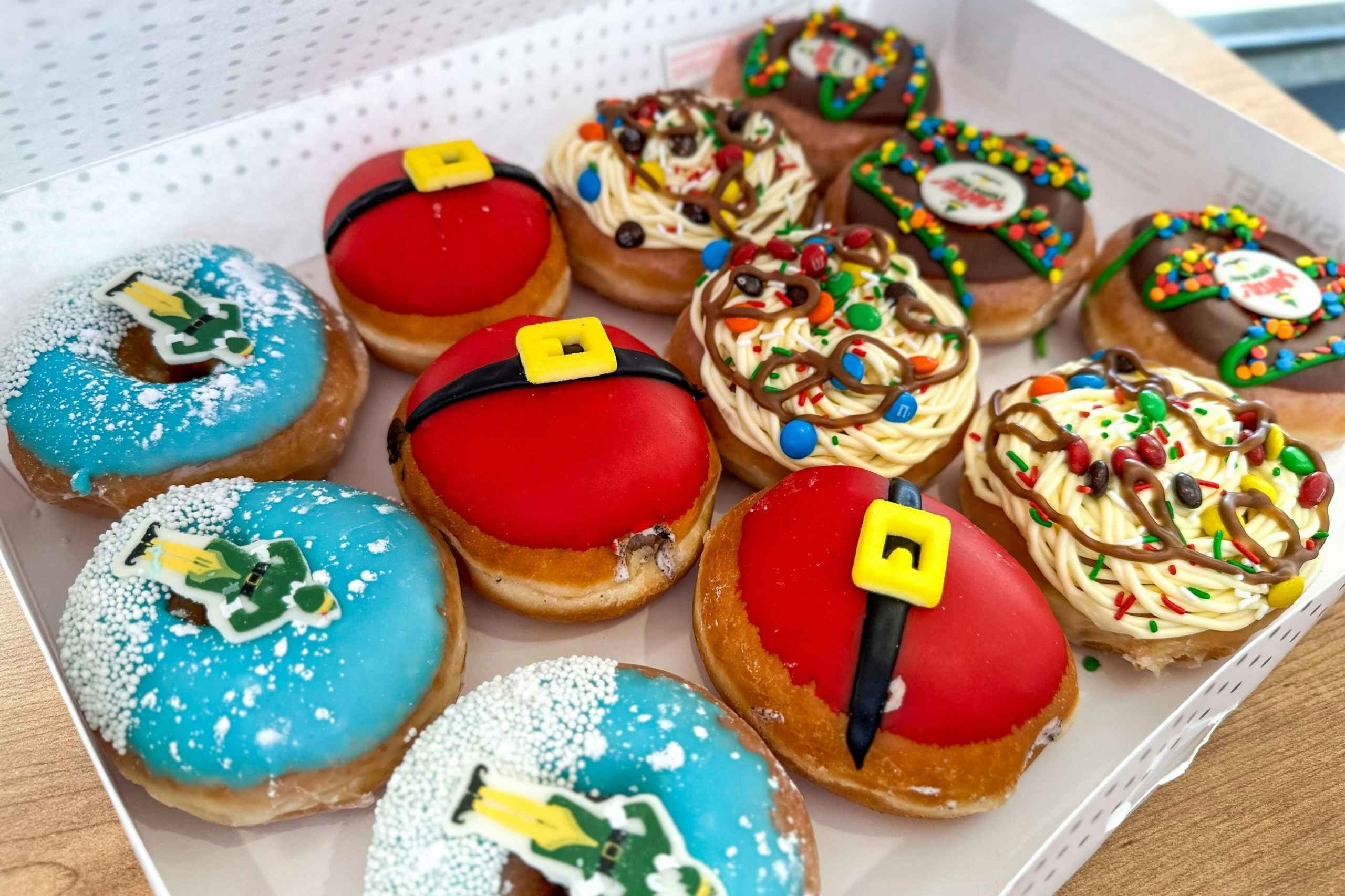 a box of Krispy Kreme Elf donuts 