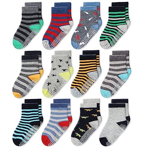 Toddler Grip Crew Socks 12-Pack