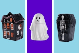coffin, ghost, and haunted house treat jars