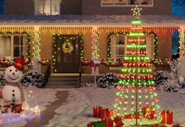 red and green govee christmas tree for outside