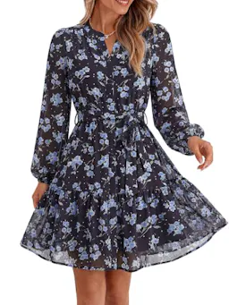 BTFBM Women's Chiffon Mini Dress