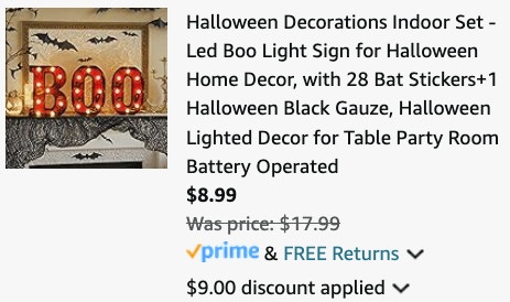 Halloween LED Boo Light Sign