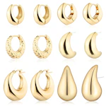 Gold Hoop Earrings Set