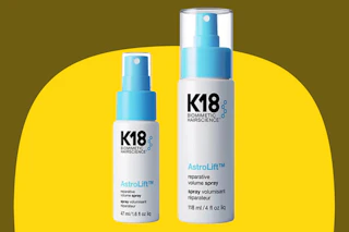 blue and white hairspray bottles
