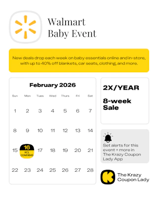Walmart Baby Sale event confirmed start date on Monday, February 16, 2026.