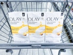 olay beauty bar packs in a walgreens cart
