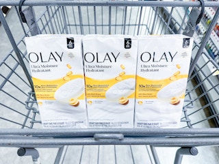 olay beauty bar packs in a walgreens cart