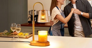 a candle warmer lamp on a kitchen counter