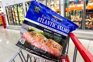 costco Kirkland signature salmon in cart