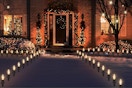 pathway lights in front on decorated house