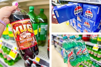 dollar general mug, pepsi, mountain dew 3-photo collage