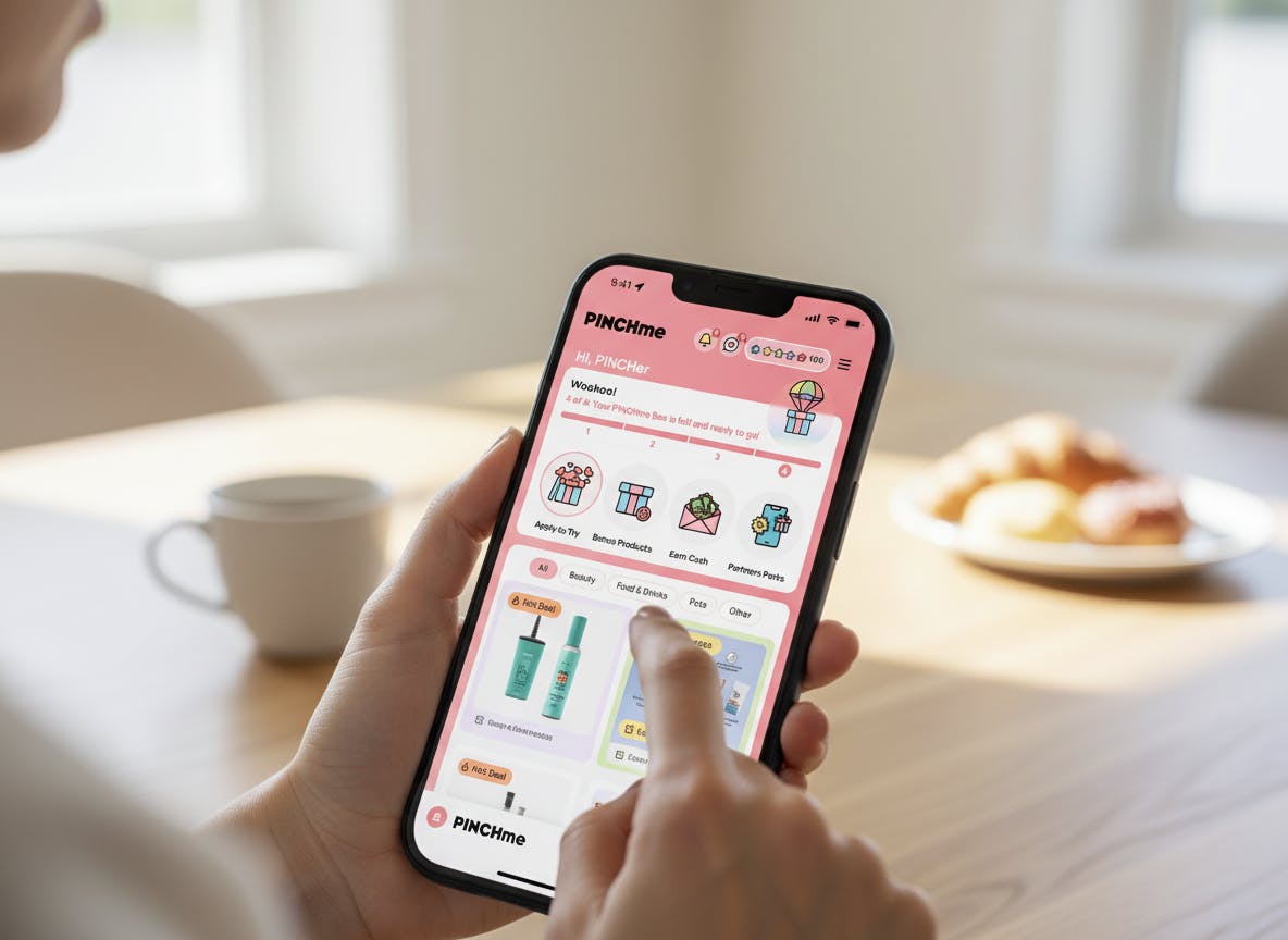 a woman using pinchme