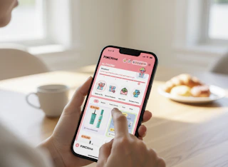 a woman using pinchme