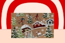doormat with skiing people and houses