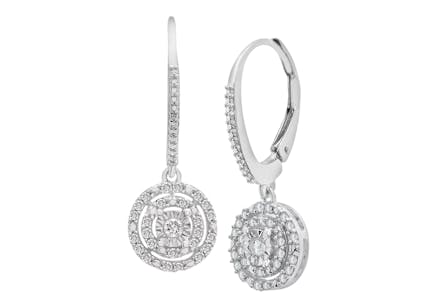 Diamond Leverback Drop Earrings
