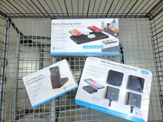 3 wireless charging stations in a cart