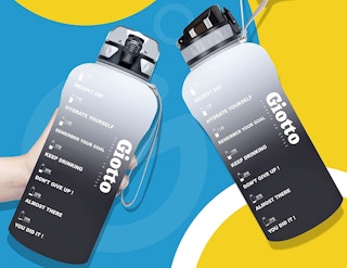 Two Giotto gradient motivational water bottles.
