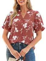 Women's Puff Ruffle Short Sleeve Blouse