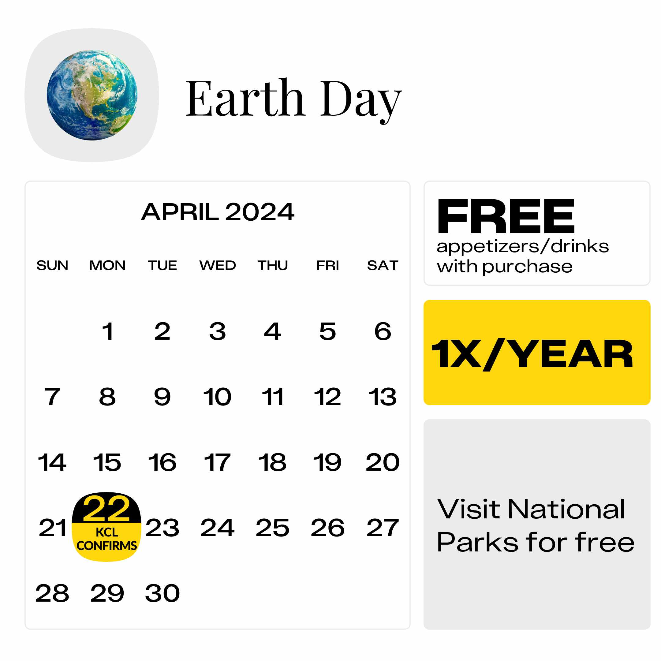 Earth Day KCL Confirms Calendar