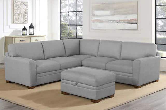 Save $200 on the Thomasville Sectional With Storage Ottoman on Costco.com card image