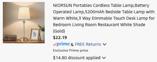 table lamp Amazon receipt