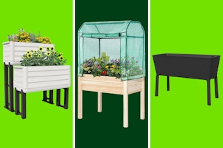 Three different raised garden beds from Walmart