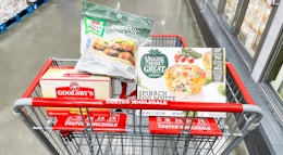 frozen foods in a cart at costco