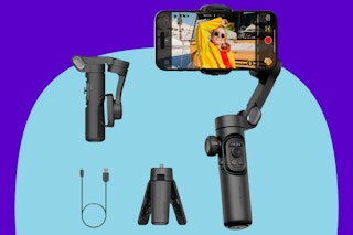 AOCHUAN Gimbal Stabilizer on a blue background.