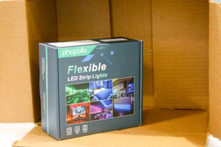flexible led strip lights next to box