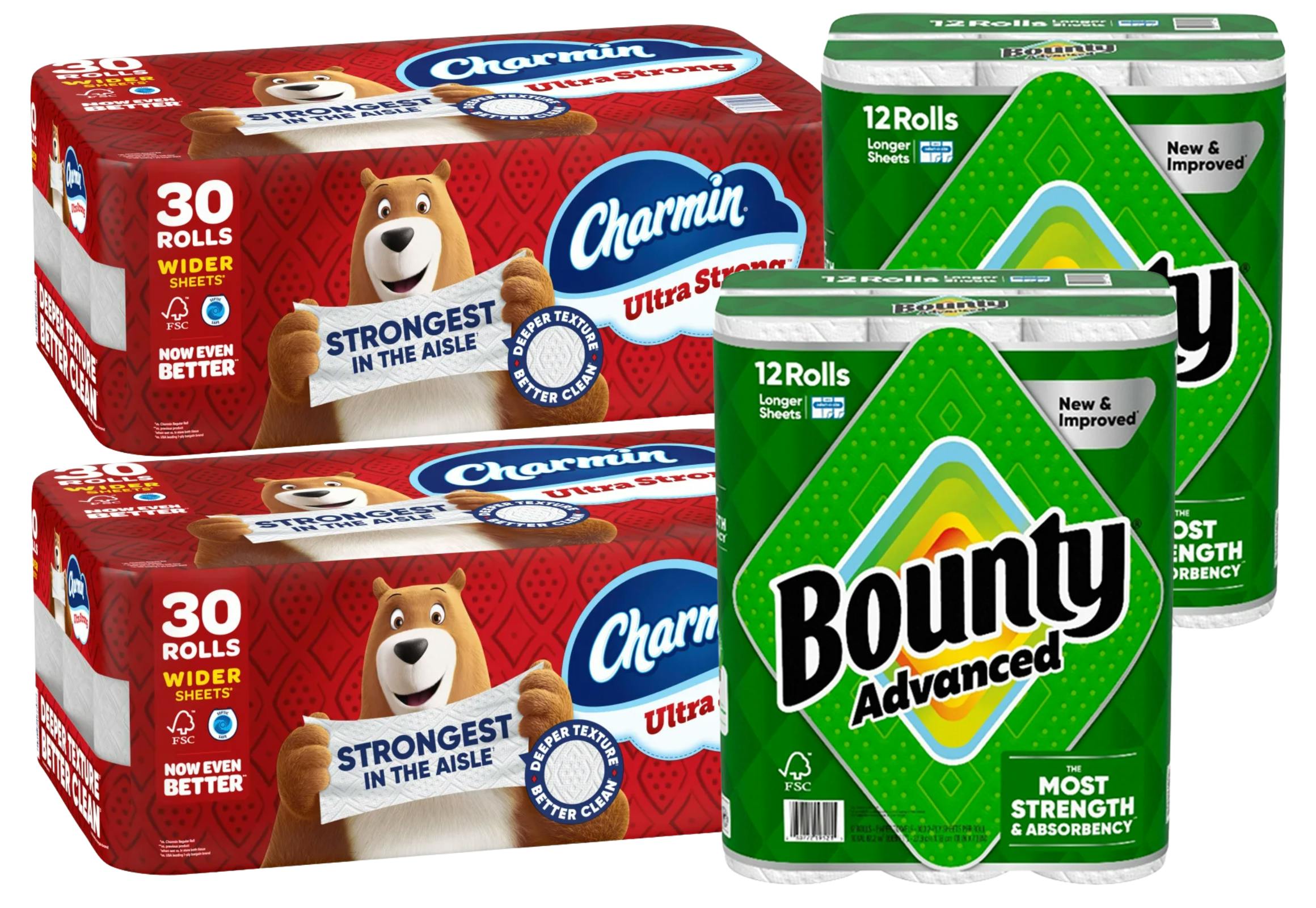 4 Charmin and Bounty Paper Products