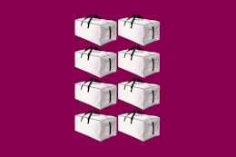 moving bags on a magenta background