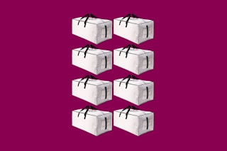 moving bags on a magenta background
