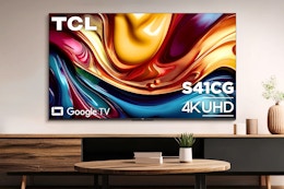 Lifestyle image of the TCL Google TV installed on wall