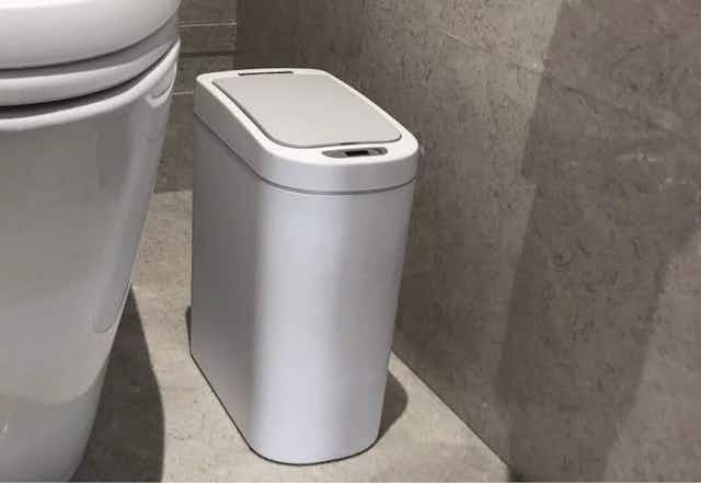 2 Motion-Sensor Bathroom Trash Cans, $30 at Walmart card image