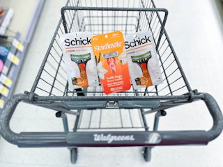two Schick razor packs and one Skintimate razor pack in shopping cart